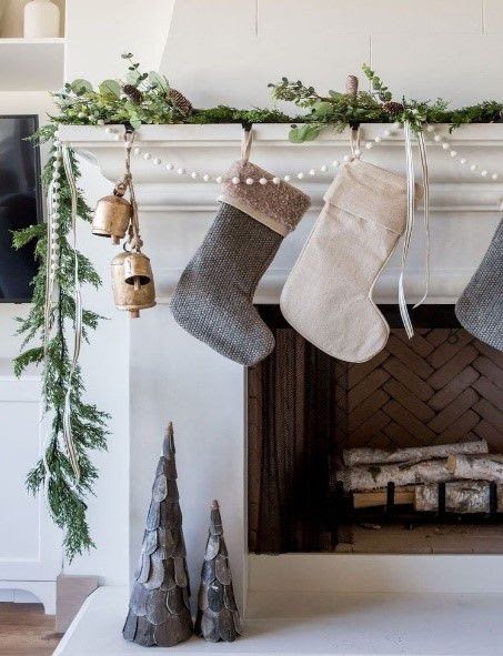 stockings on white fireplace